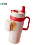 Large Capacity Insulated Travel Mug with Handle and Straw Lid